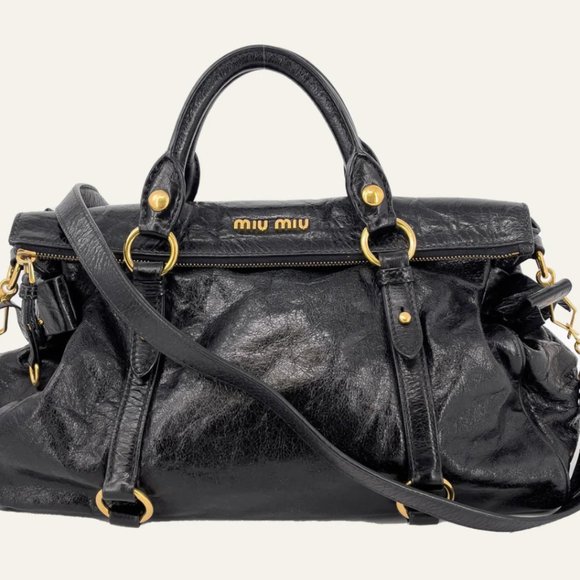 Miu Miu 	Black Vitello Bag - Picture 1 of 8